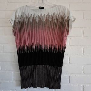 Le Chateau Dusty Pink, Taupe Black Layered Colour Lighweight Sweater Size Small